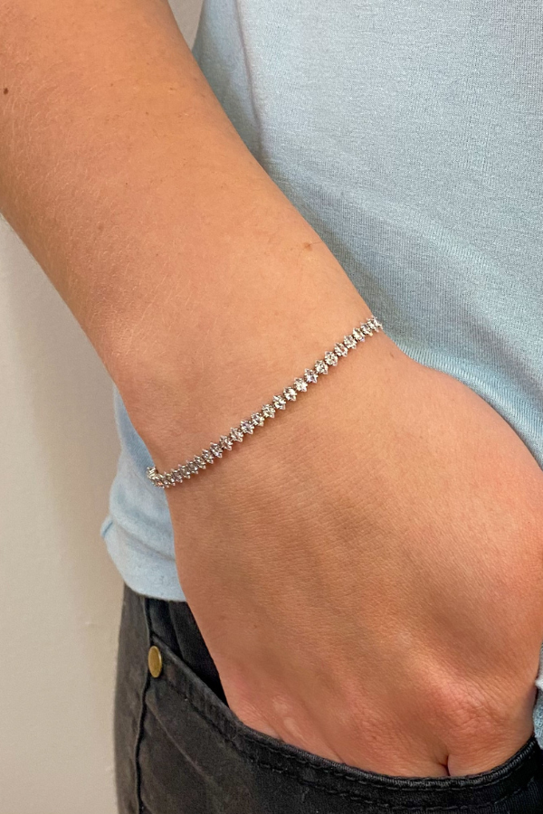 Silver Pulley Tennis Bracelet