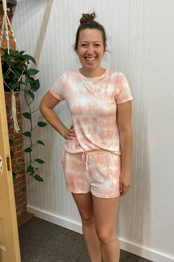 Shorts Lounge Set - Pink Tie-Dye