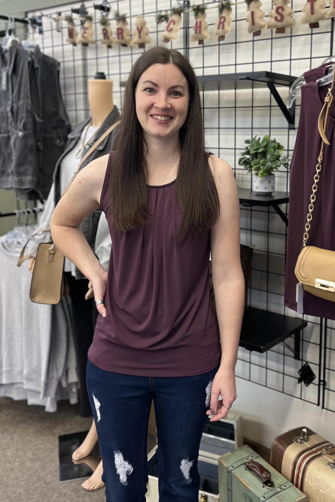 Pleated Tank Top - Purple