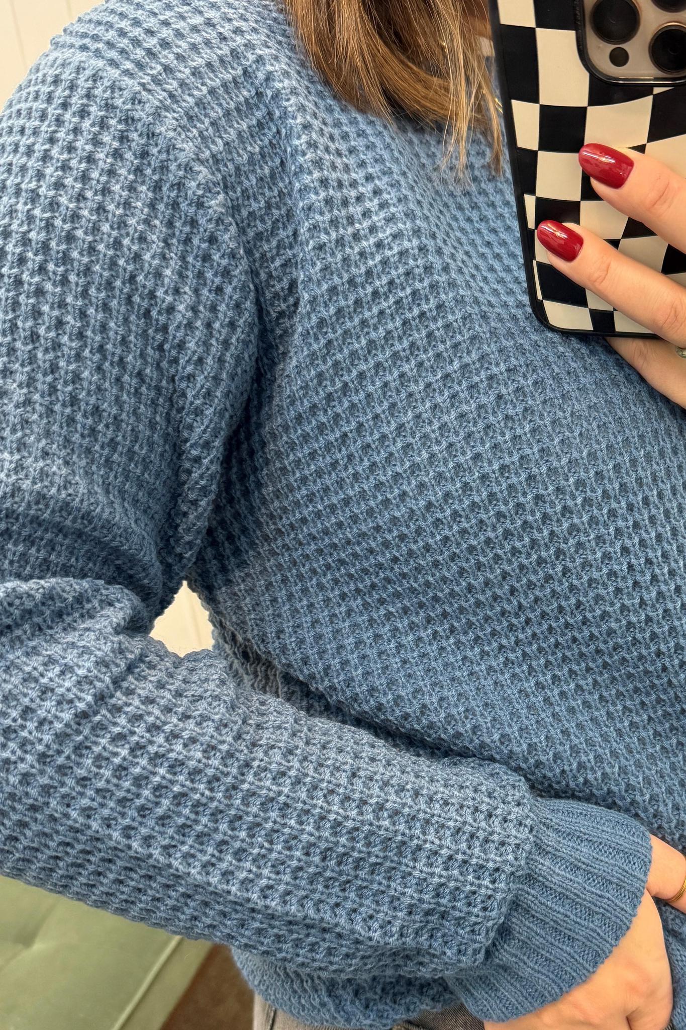 Round Neck Sweater - Dusty Blue