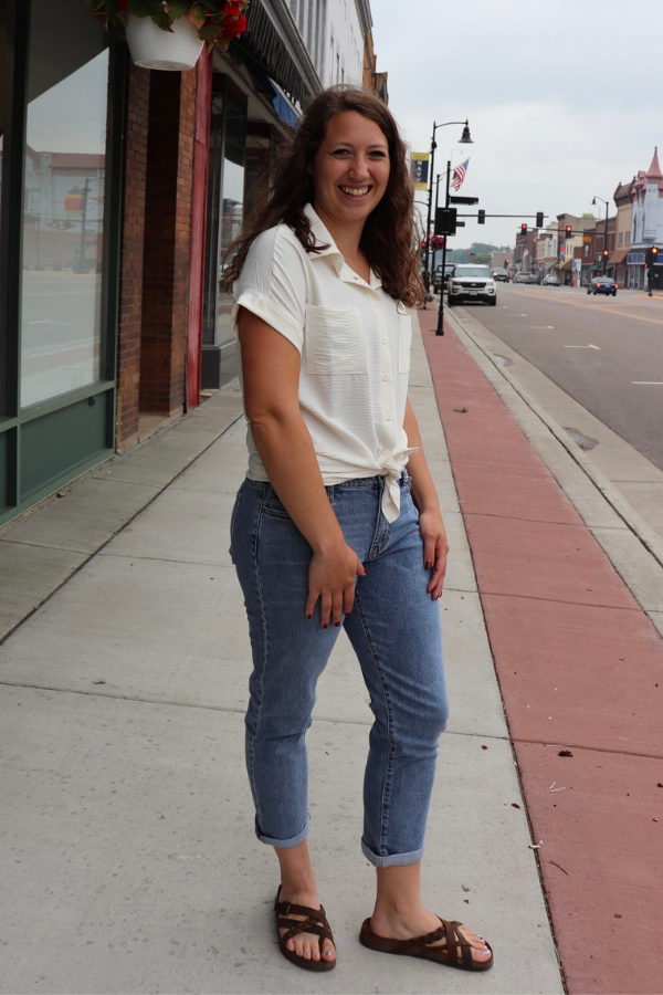 Woven Button Up Blouse, Ivory