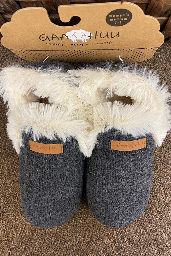 Knit Fur Collared Slipper