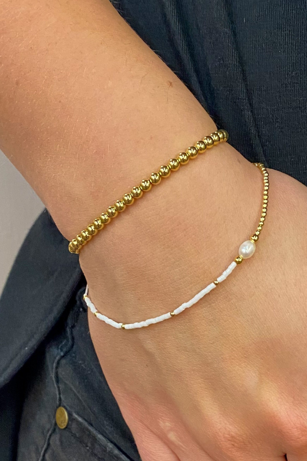 4mm Stretch Gold Bead Bracelet