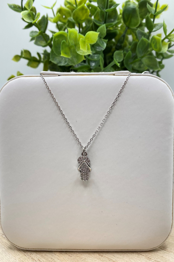 Pave Sandal Silver Necklace