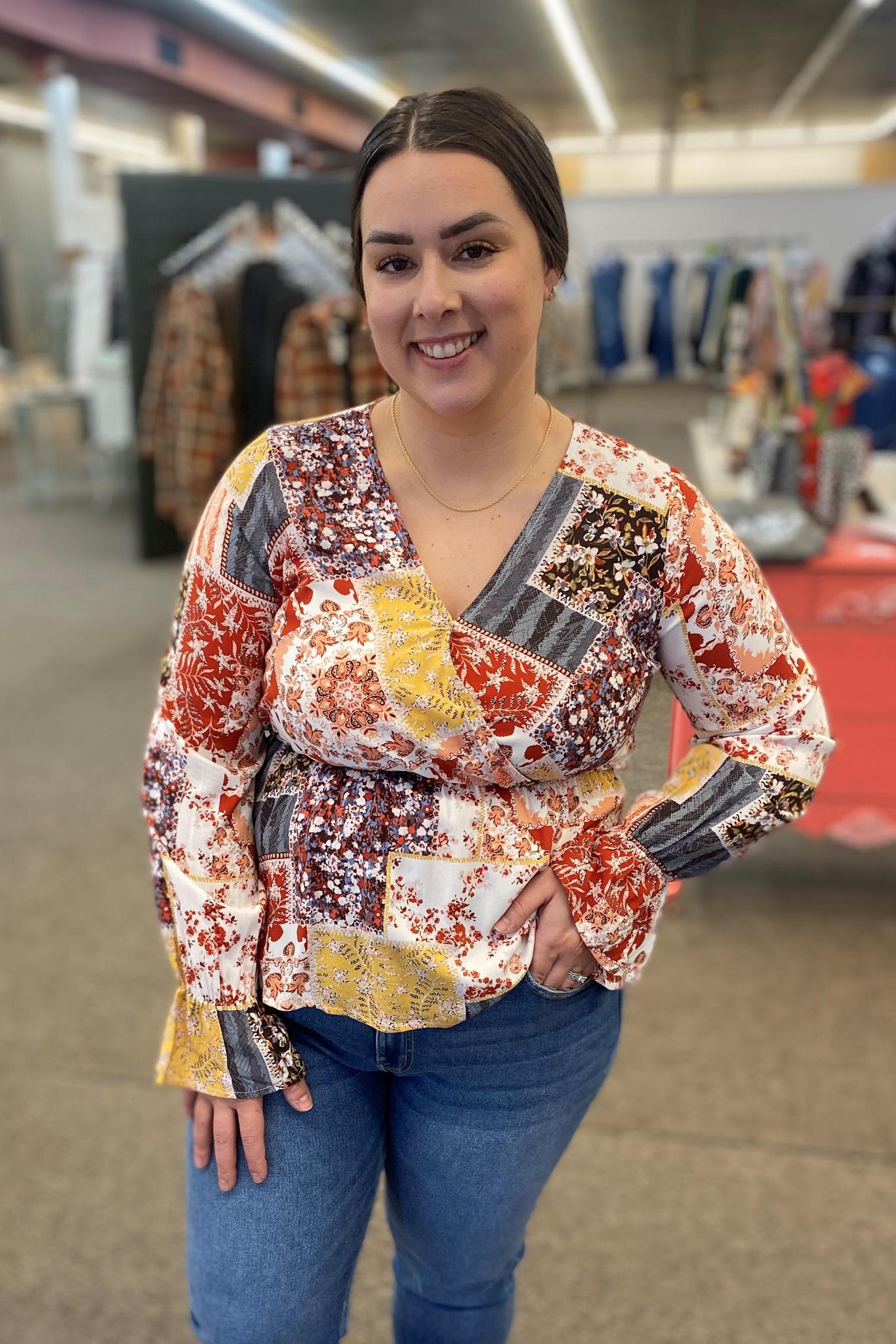 Patchwork Printed Blouse