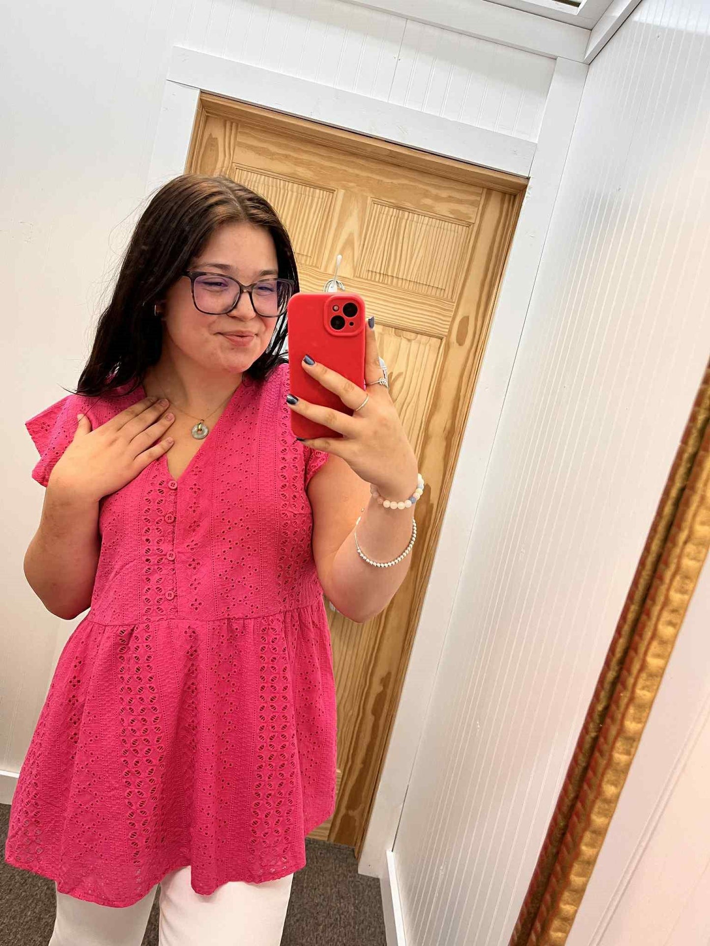 Bright Rose Peplum Top