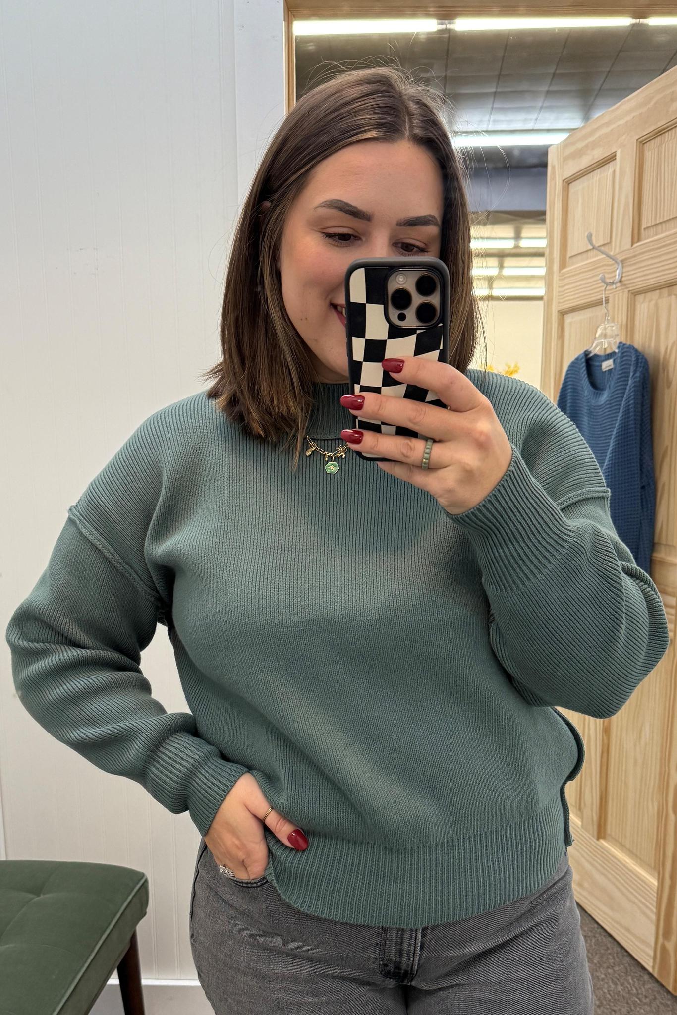 Drop Shoulder Sweater - Jade