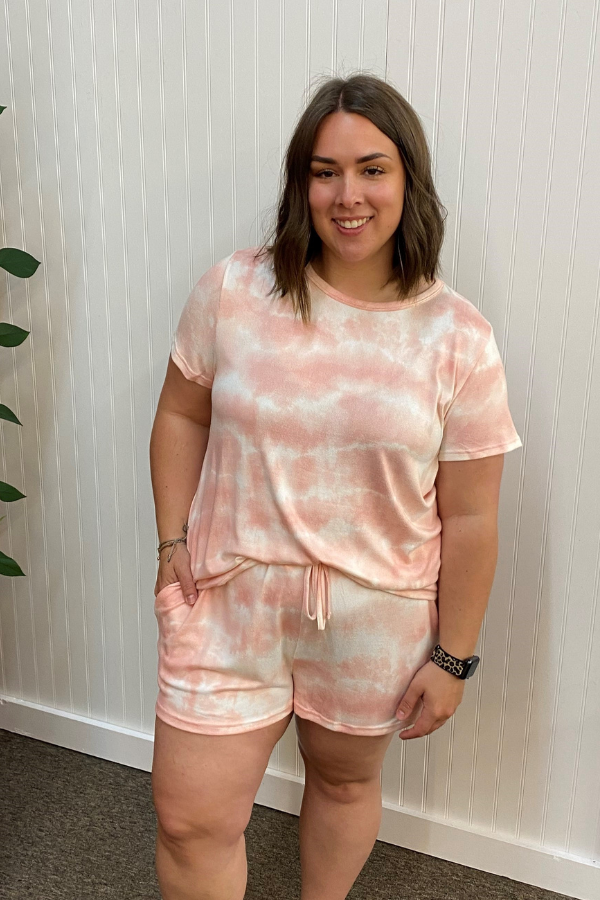Shorts Lounge Set - Pink Tie-Dye
