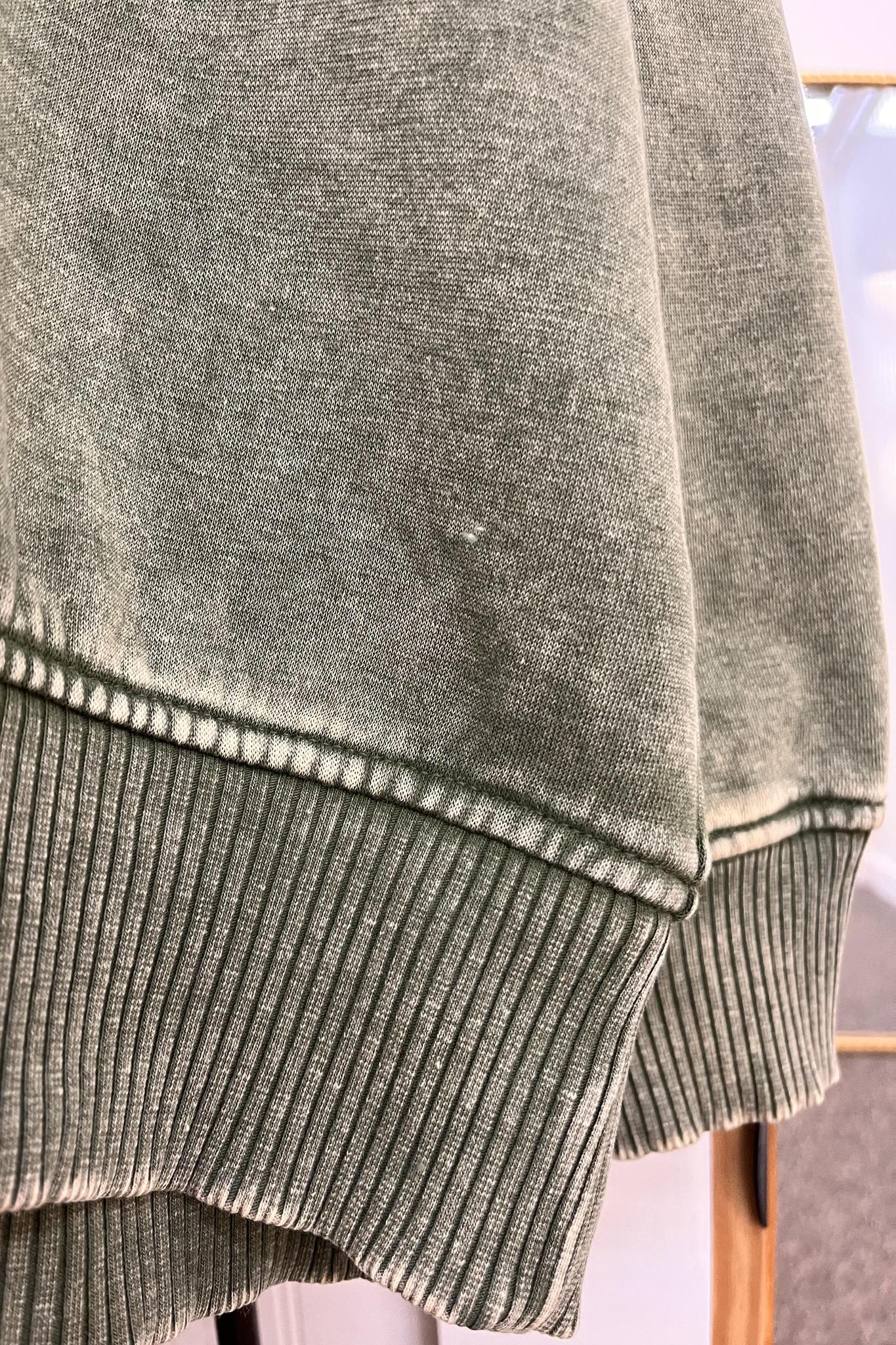 Acid Wash Fleece Pullover - Olive