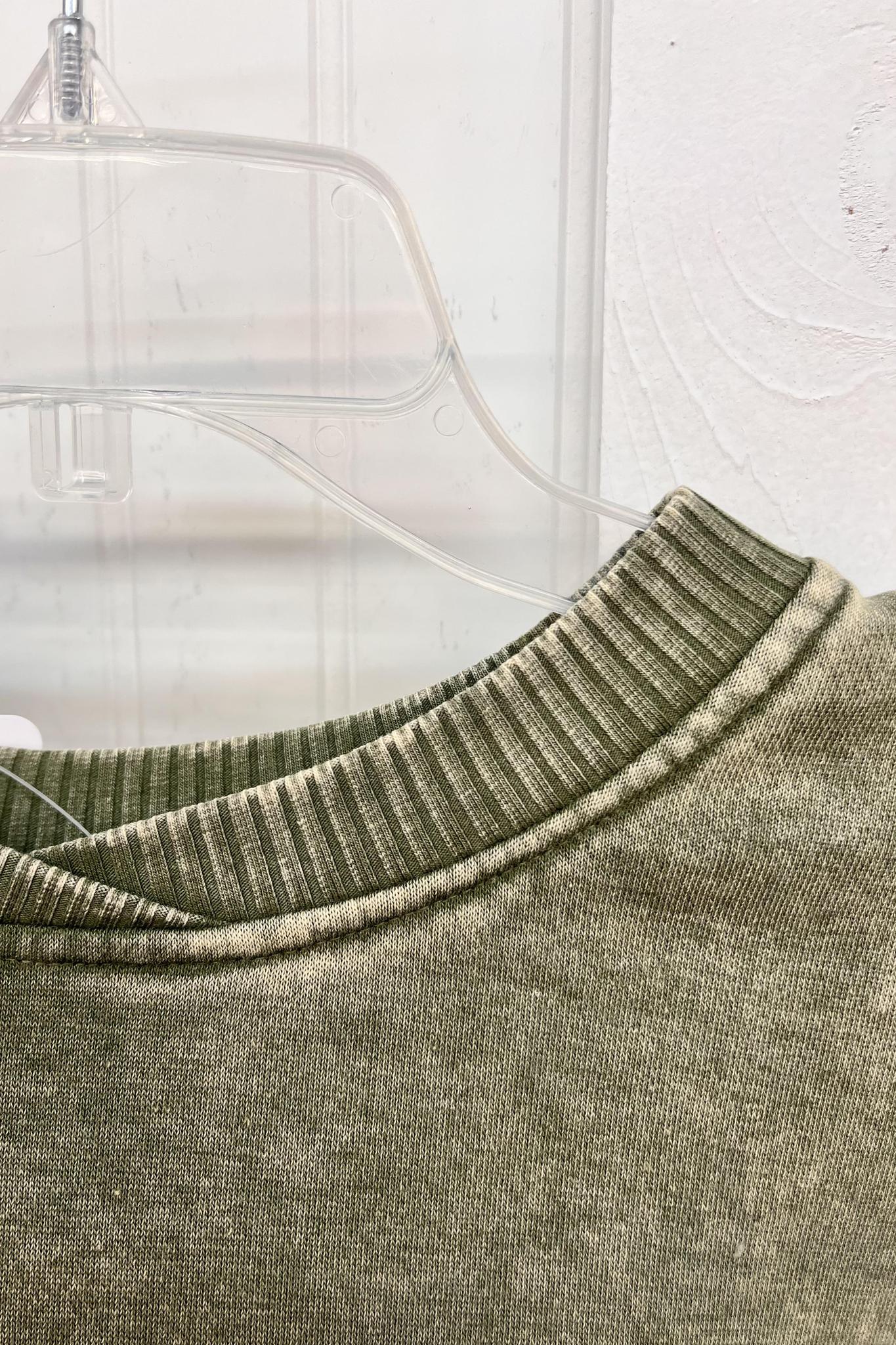 Acid Wash Fleece Pullover - Olive