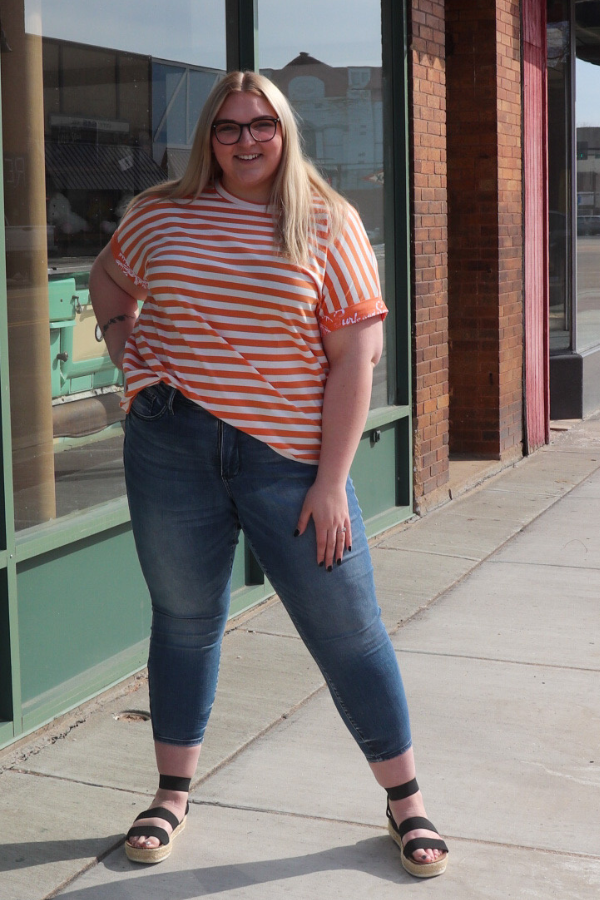 Orange Striped Top