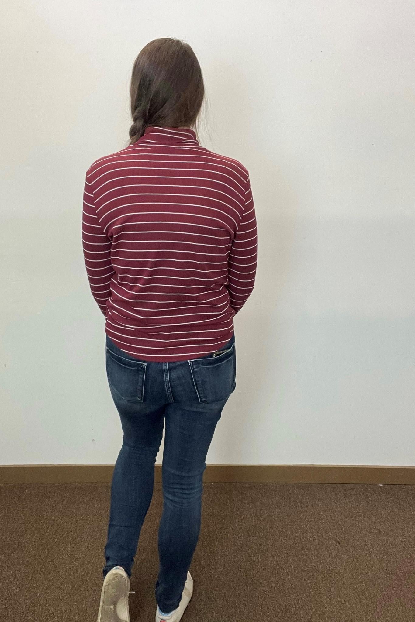 Burgundy Stripe Turtle Neck