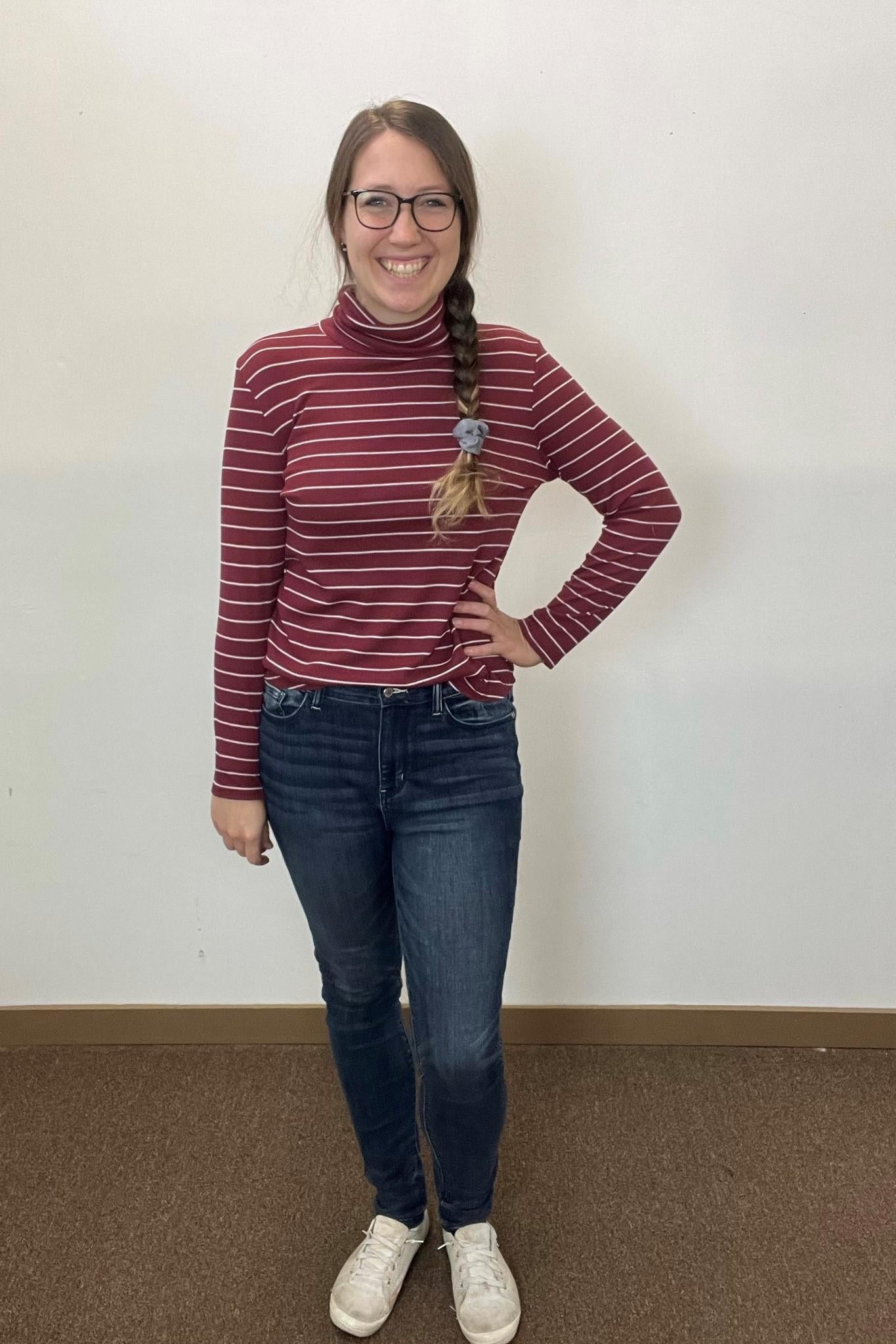 Burgundy Stripe Turtle Neck