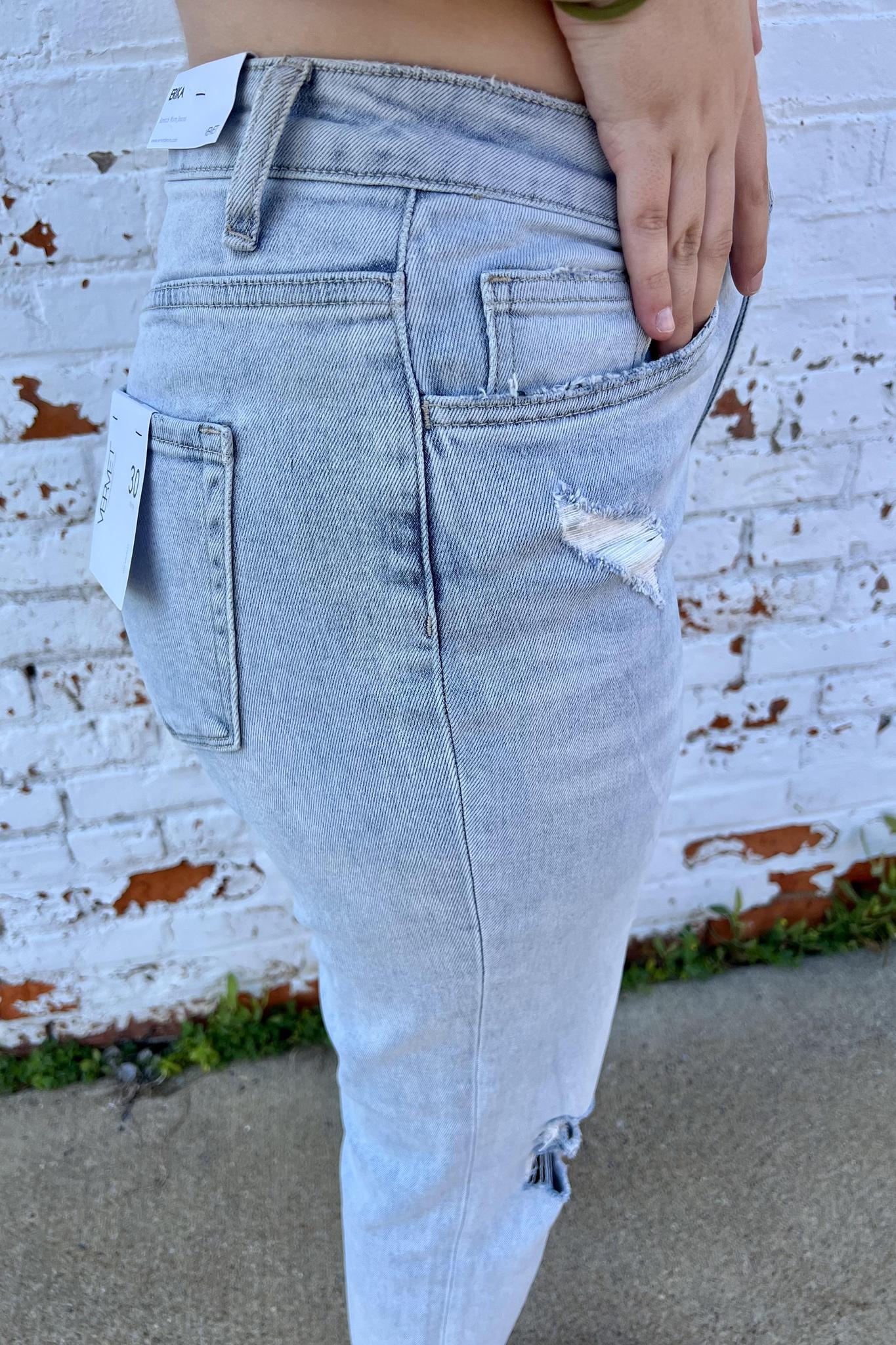 Stretch Ripped Mom Jeans