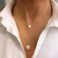 Dainty Sun Moon Opal Charm Layering Necklace