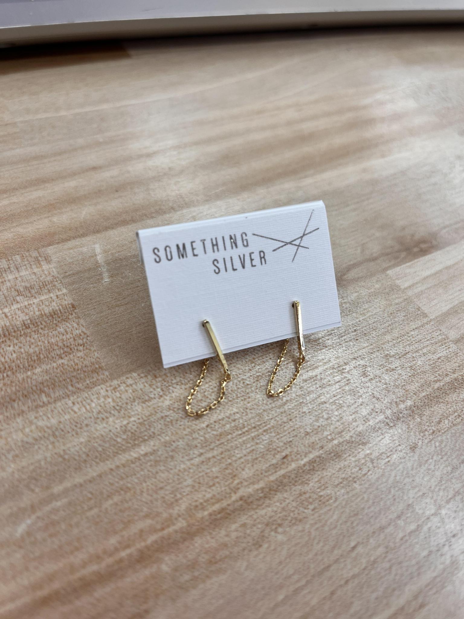 Mini Bar & Chain Stud Earrings