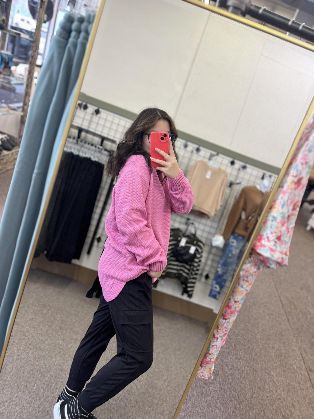 Round Neck Basic Sweater - Pink