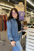 Chambray 3/4 Sleeve Button Down