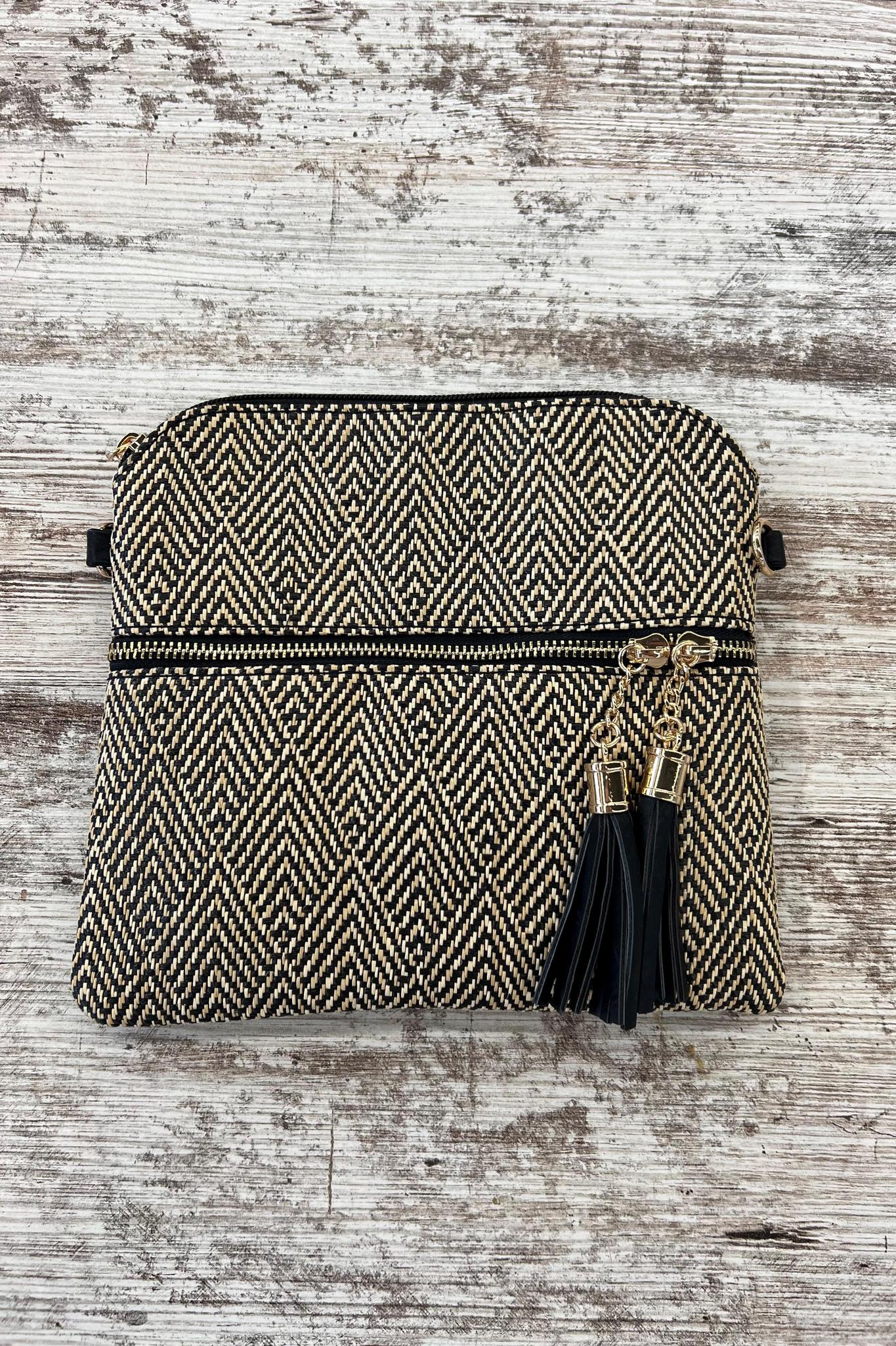 Tara Arrowhead Crossbody - Black/Tan