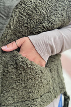Oversized Faux Fur Vest - Olive