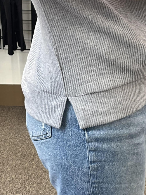 Brushed Ribbed Hoodie - Grey