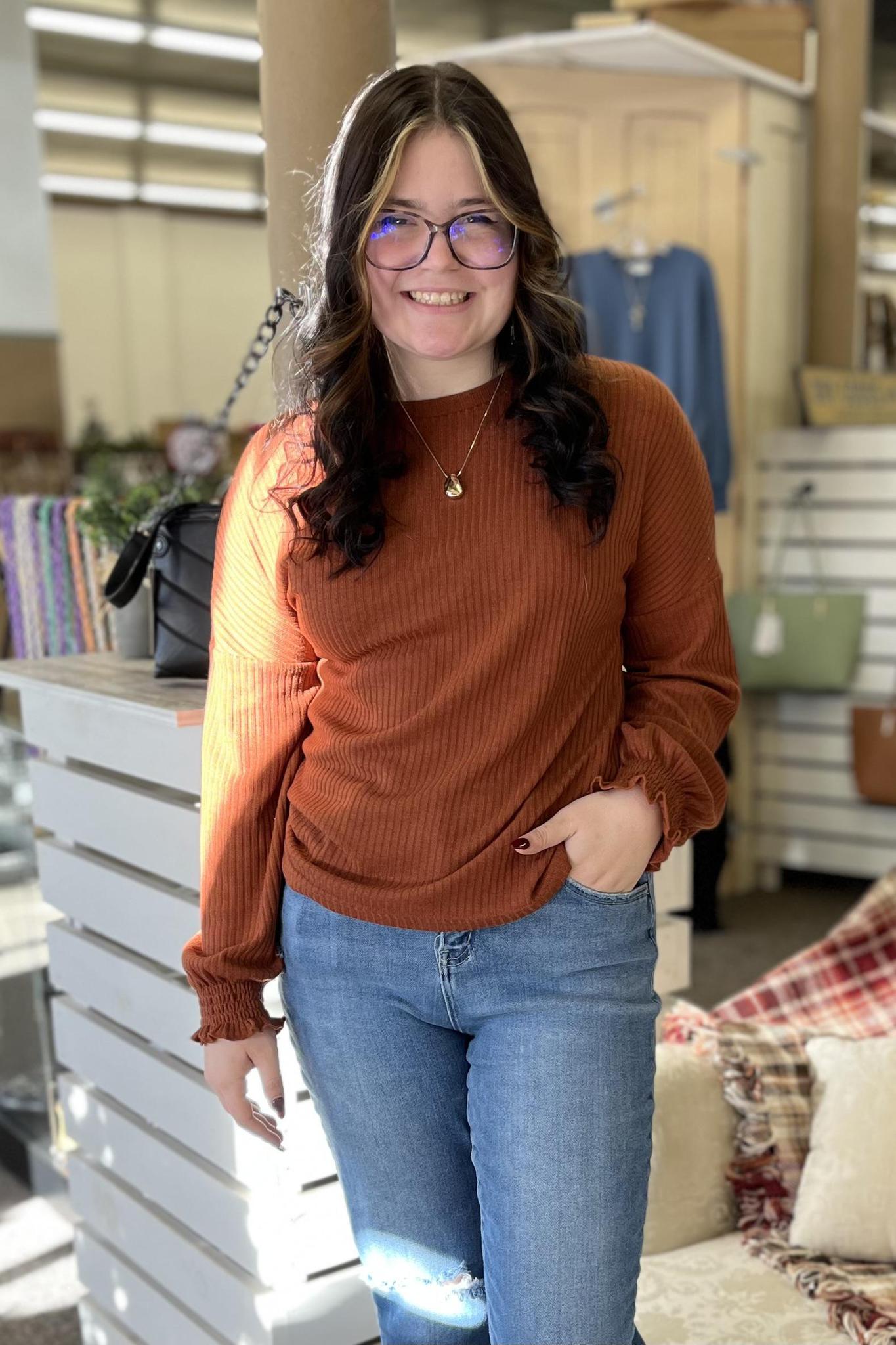 Loose Casual Pit Strip Sweater - Caramel