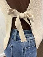 Side Tie Sweater Vest - Beige