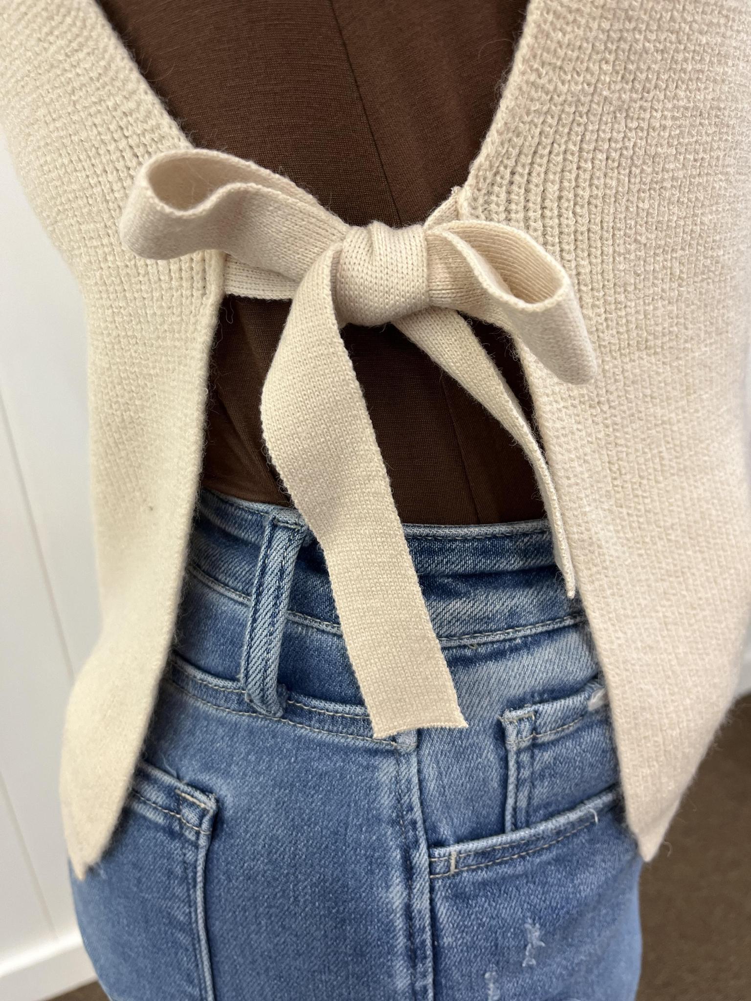 Side Tie Sweater Vest - Beige