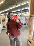 Exposed Seam Chenille Sweater - DK Rust