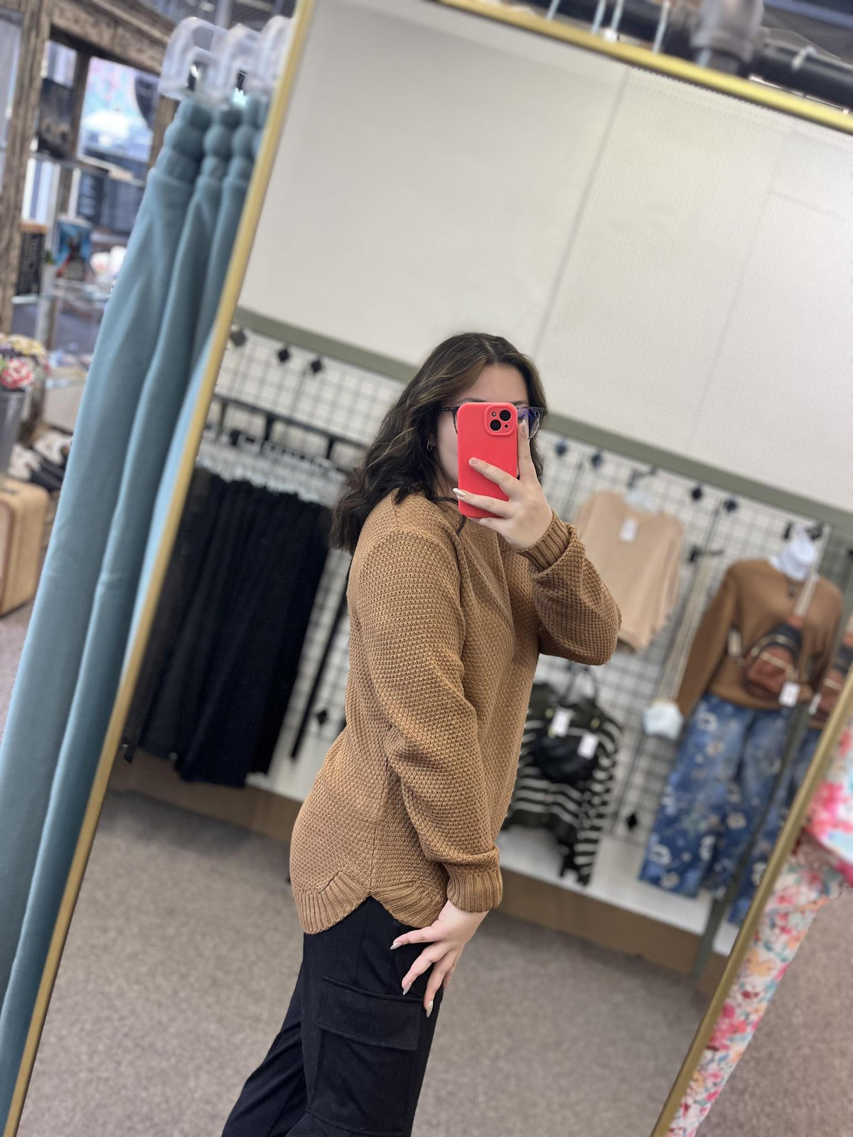 Round Neck Sweater - Deep Camel
