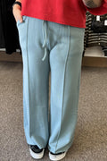 Brushed Wide Leg Pants - Blue Grey