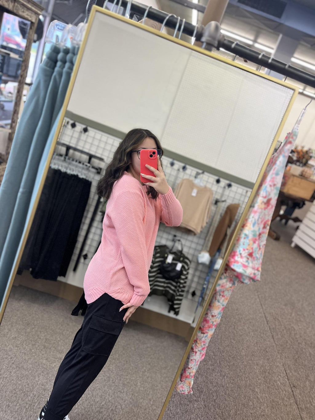 Round Neck Basic Sweater - Pink