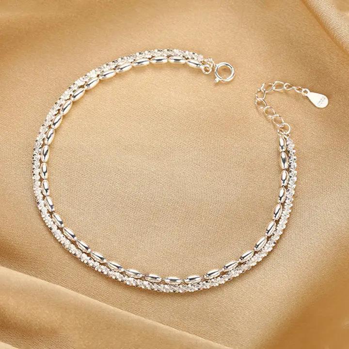 Stardust Rice Bead Double Chain Bracelet