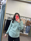 Round Neck Basic Sweater - Dusty Green