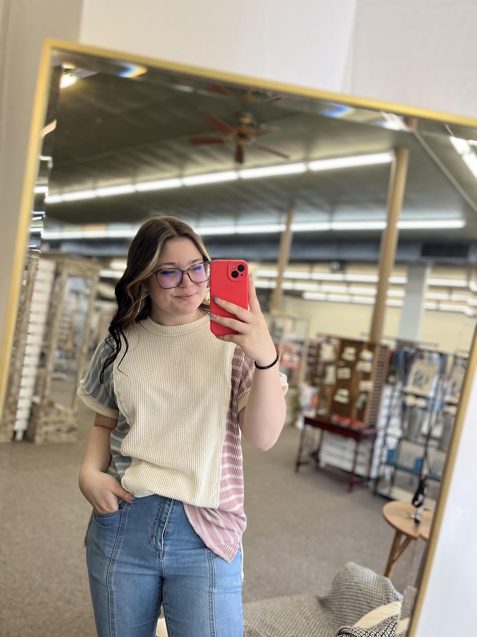 Multi-Color Ribbed Tee