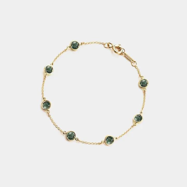 Moss Agate Station Stacking Bracelet