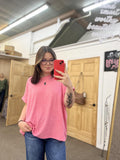 Buttery Soft Short Sleeve Round Neck Top - Pink