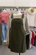 Corduroy Overall Dress - Green