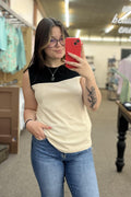 Color Block Sleeveless Knit Top