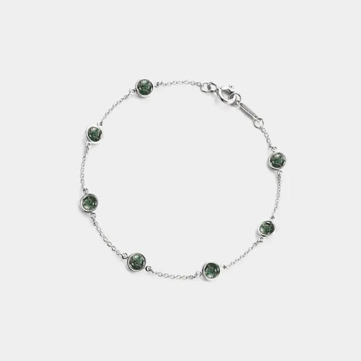 Moss Agate Station Stacking Bracelet