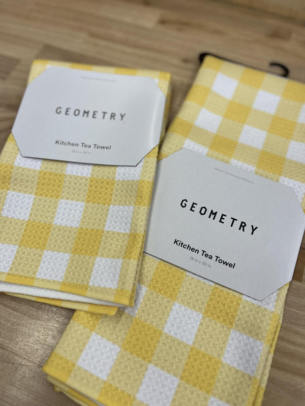 Geometry Lemon Gingham - Tea Towel