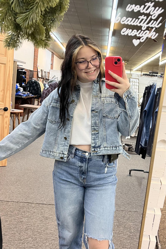 Loose Stylish Denim Jacket - Blue