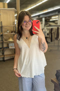 Lace Splicing V Neck Tank Top