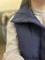 High Neck Puffer Vest - DK Navy