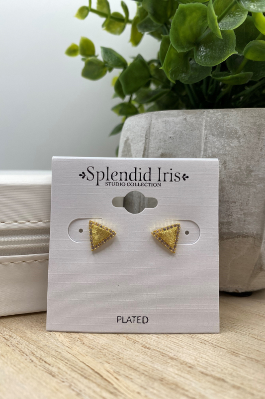 Brushed Gold Triangle Studs