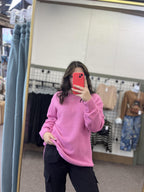 Round Neck Basic Sweater - Pink