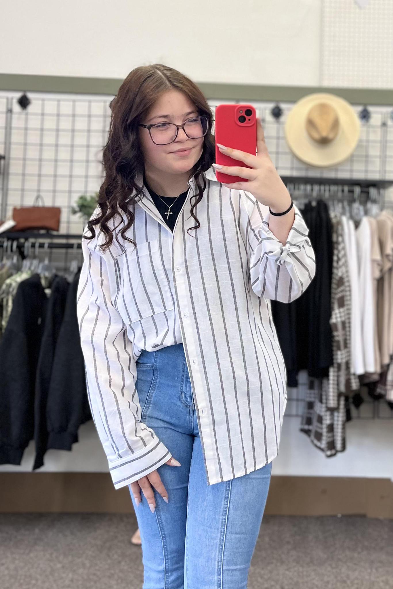 Striped Button Down Oversized Shirt