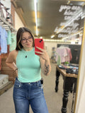 Ribbed Washed Seamless Tank Top - Mint