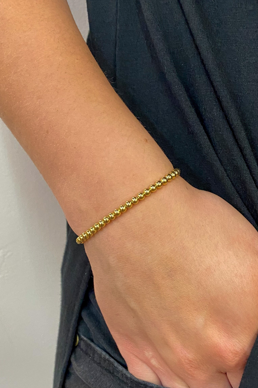 4mm Stretch Gold Bead Bracelet