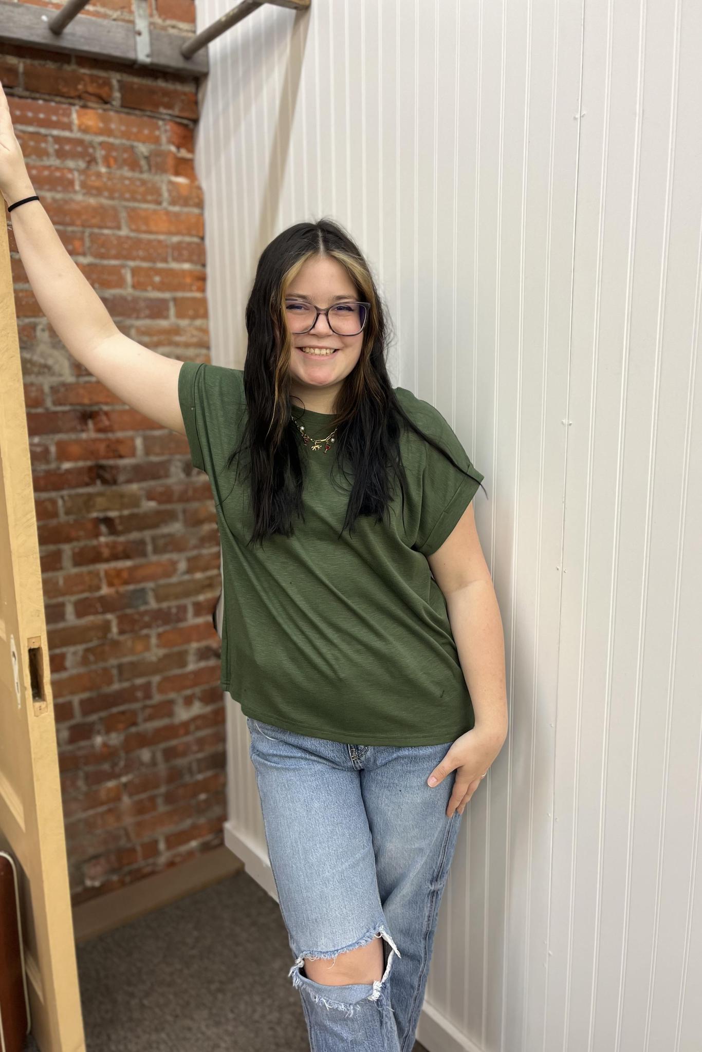 Rolled Sleeve Tee - Army Green